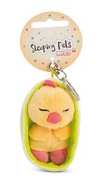 NICI klíčenka spící Kuřátko 12 cm, světle zelený košík, GREEN