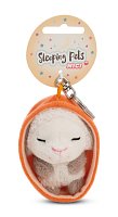 NICI klíčenka spící Jehňátko 12 cm, oranžový košík, GREEN