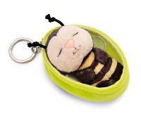 NICI klíčenka spící Včelka 12 cm, zelený košík, GREEN