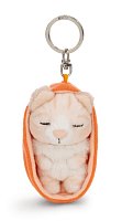 NICI klíčenka spící Kočička béžová 12 cm, oranžový košík, GREEN