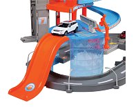 Bburago - STREET FIRE, Velká parkovací herní sada – garáž a showroom se dvěma autíčky,  1:43