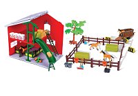 Bburago - FARMLAND, Set Stáj s koňmi a traktorem, assort