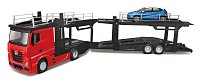 Bburago - STREET FIRE, Kamion s návěsem Multicar Carrier M-B Actros + Reanult Captur, 1:43