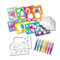 Foukací fixy se šablonami, 7 barev