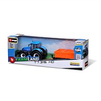 Bburago - FARMLAND, New Holland T7.315 HD s vyklápěcím přívěsem, 10 cm