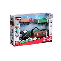Bburago - FARMLAND, Set Valtra N174 se třemi přívěsy, 10 cm