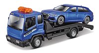 Bburago – STREET FIRE, Odtahové vozidlo Flatbed Tow Truck + Audi A6 Avant, 1:43