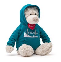 Medvěd Spencer v modré mikině Praha, 36cm