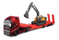 Bburago - Haulers construction, Volvo FH16 Globetrotter 750 XXL/EC220E s bagrom Volvo EC220E, 1:43