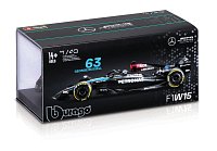 Bburago - RACE Formule F1 v dekorativním boxu, Mercedes-AMG Petronas W15 (2024), #63 G.Russell, 1:43