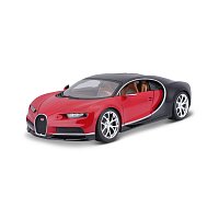 Bburago - Autá HOBBY, Bugatti Chiron, červeno-čierna, 1:18