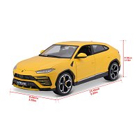 Bburago - Auta HOBBY, Lamborghini Urus, žlutá, 1:18