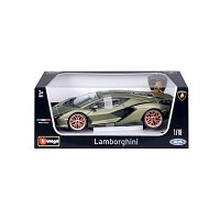 Bburago - Auta HOBBY, Lamborghini Sián FKP 37, matná zelená metalíza, 1:18
