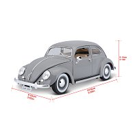 Bburago - Auta HOBBY- Volkswagen Käfer Beetle 1955, šedá, 1:18