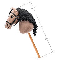 Hobby horse Lady Anne, hnědo-béžová klisna s řasami na tyči, provázková hříva