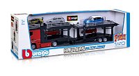 Bburago - STREET FIRE, Kamion s návěsem Multicar Carrier M-B Actros + Reanult Captur, 1:43
