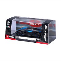 Bburago - RACE, Bugatti Bolide v dekorativním boxu, černá metalíza-modrá, 1:43