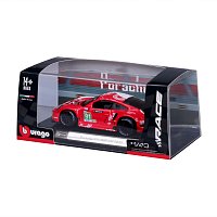 Bburago - RACE, Porsche 911 RSR v dekorativním boxu, červená, 1:43