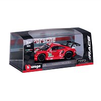 Bburago - RACE, Porsche 911 RSR v dekorativním boxu, červená, 1:43