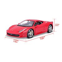 Bburago - RACE+PLAY, Ferrari 458 Italia, červená, 1:24