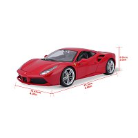 Bburago - RACE+PLAY, Ferrari 488 GTB, červená, 1:18