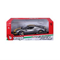 Bburago - RACE+PLAY, Ferrari 296 GTB ASSETTO FIORANO, šedá metalíza, 1:18