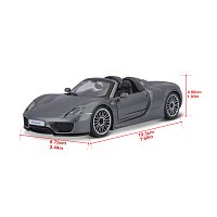 Bburago - Auta HOBBY, Porsche 918 Spyder, šedá metalíza, 1:24