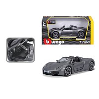 Bburago - Auta HOBBY, Porsche 918 Spyder, šedá metalíza, 1:24