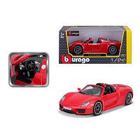 Bburago - Auta HOBBY, Porsche 918 Spyder, červená, 1:24