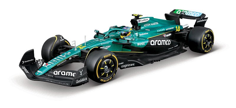 Bburago - RACE F1 v dekorativním boxu, Aston Martin AMR25 (2025), #14 Fernando Alonso, 1:24
