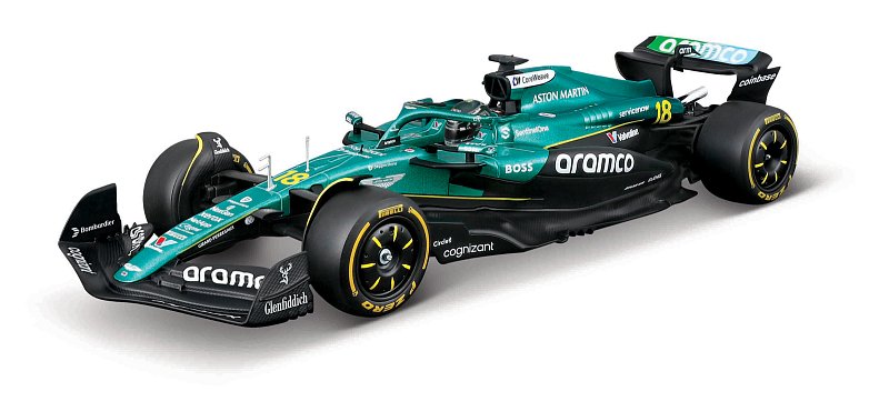 Bburago - RACE F1 v dekorativním boxu, Aston Martin AMR25 (2025), #18 Lance Stroll, 1:24