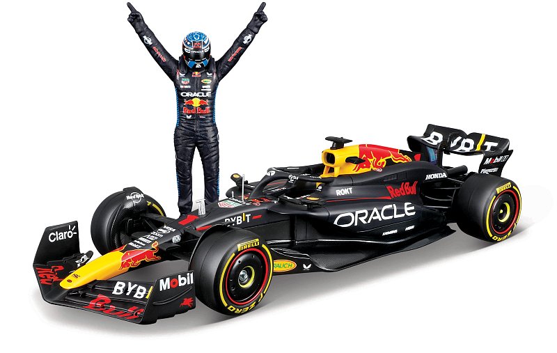 Bburago - RACE Formula F1 s figurkou jezdce, Oracle Red Bull Racing RB20 (2024) #1 Verstappen, 1:24