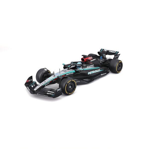 Bburago - RACE F1 v dekorativním boxu, Mercedes-AMG Petronas W15 (2024), #63 George Russell, 1:24