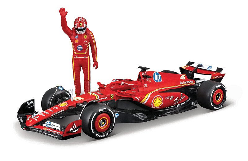 Bburago - RACE F1 s figurkou jezdce, Ferrari SF-24 (2024), #16 Charles Leclerc, 1:24