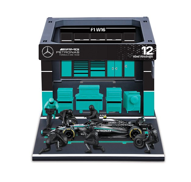 Bburago - Formula Racing F1 Pit Pass set - Mercedes-AMG Petronas W16 (2025) #12 Kimi Antonelli, 1:43