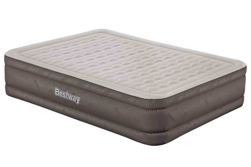 Semišová nafukovací matrace FORTECH s integrovanou pumpou 203 x 152 x 46 cm