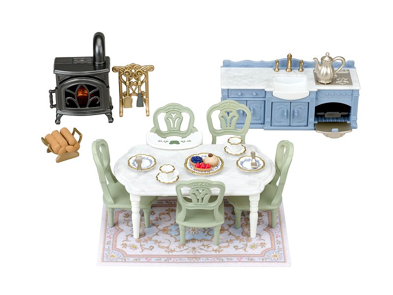 Nábytek - elegantní jídelna s krbem