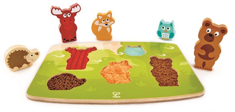 Puzzle na desce - Lesní zvířátka