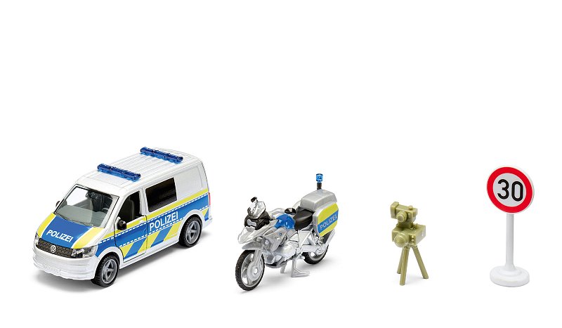 SIKU Super - VW T6 policejní dodávka s motorkou BMW