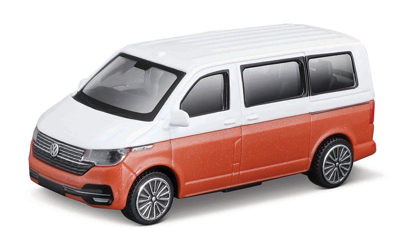 Bburago - STREET FIRE, 2020 Volkswagen T6.1 Transporter, bílá-oranžová metalíza, 1:43