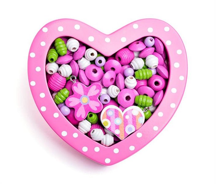 Threading beads - Small pink heart