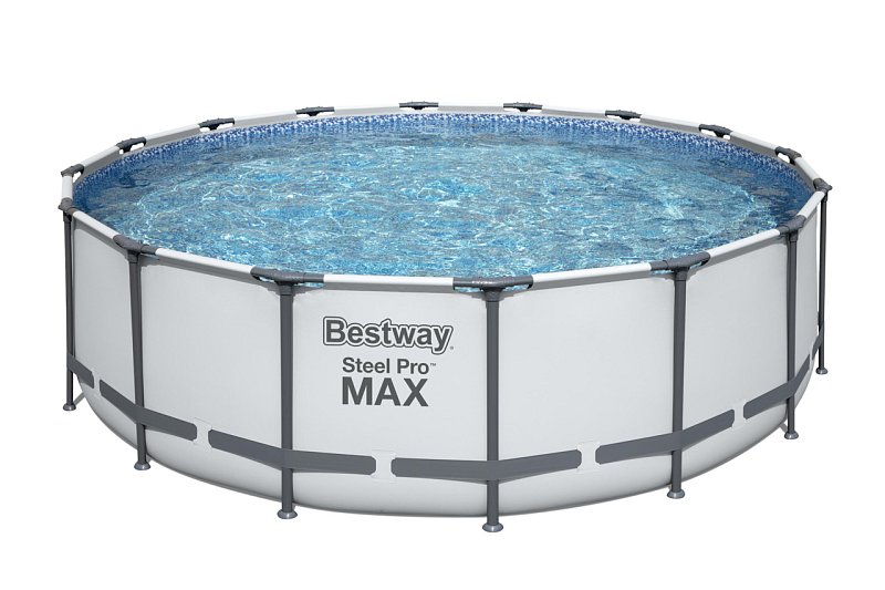 Nadzemní bazén kulatý Steel Pro MAX, kartušová filtrace, schůdky, plachta, průměr 4,88m, výška 1,22m