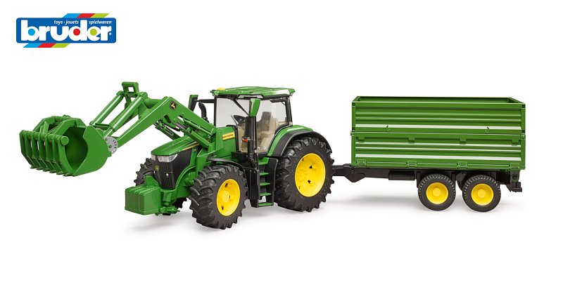 Farmer - traktor John Deere s předním nakladačem a sklápěcím přívěsem