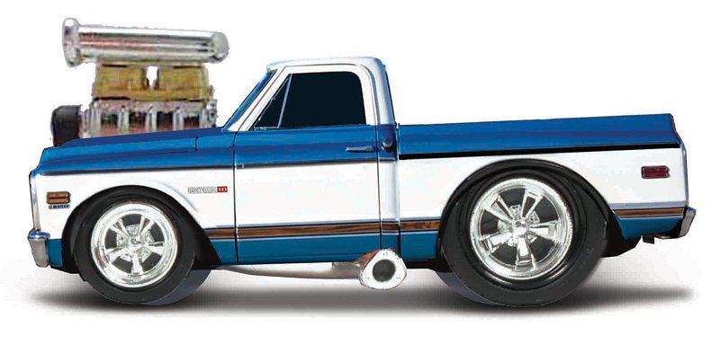 Maisto - Muscle Machines - 1972 Chevrolet C10 Pickup, modro-bílá, 1:64