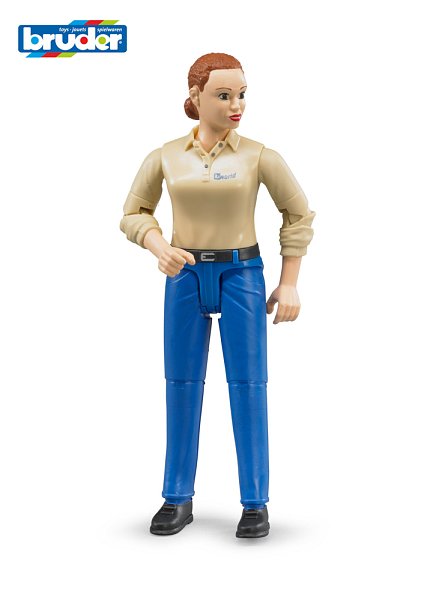 Svět - figurka žena ve světle modrých kalhotách