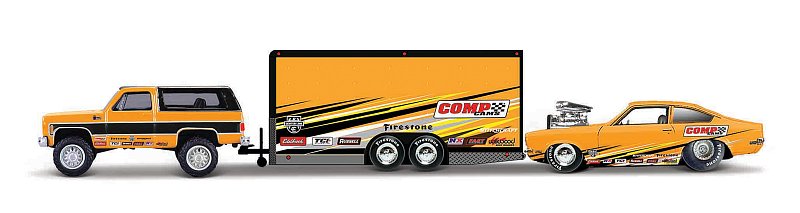Maisto - Design Team Haulers,  1979 Chevrolet K5 Blazer, Car Trailer, 1971 Chevrolet Vega, 1:64