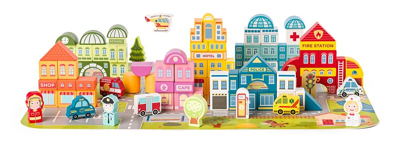 Stavebnice kostky Město v kyblíku, 115 ks