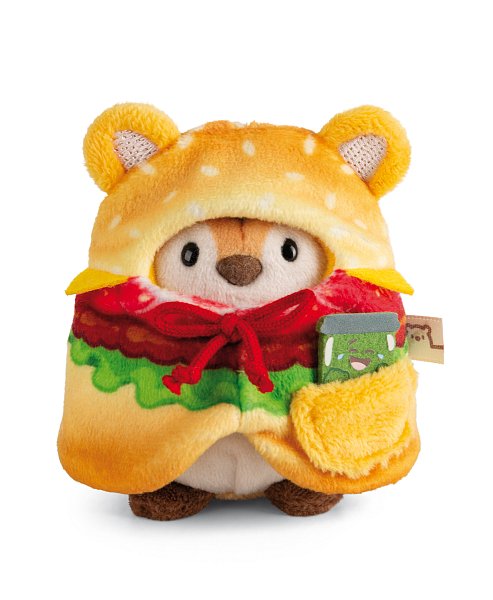 NICI plyš MyMochi Tygr Tiggy 8cm v kostýmu hamburger a okurkou,set dárkové balení 8,5x6,5x10cm