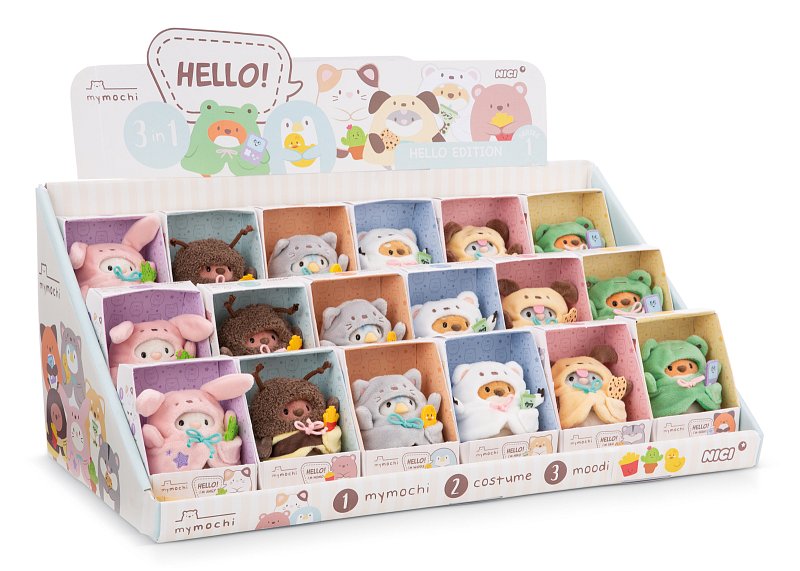 NICI display plyš MyMochi 8cm, 18ks assort, plný 3v1
