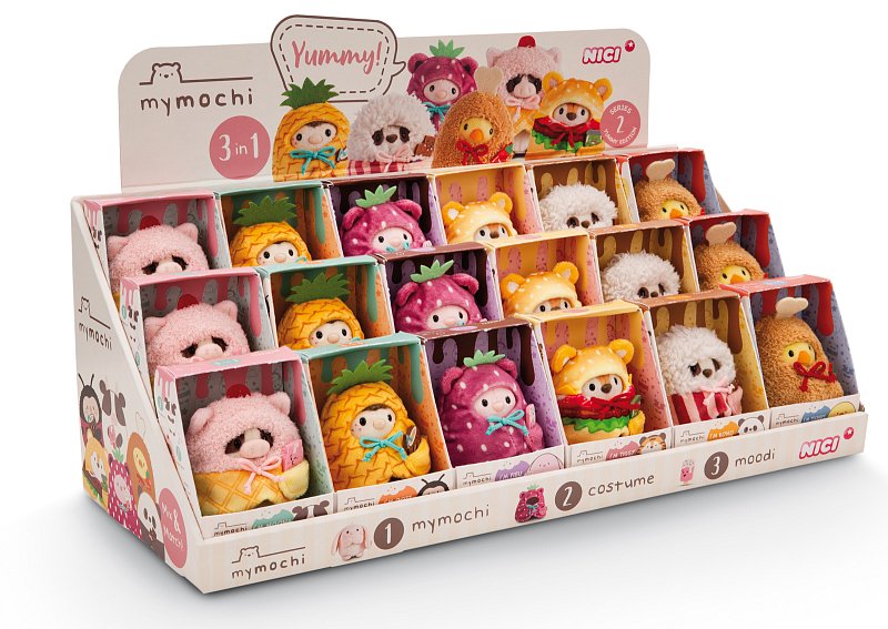 NICI display plyš MyMochi Yummy 8cm, 18ks assort, plný 3v1